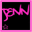 Two side-by-side animated frames of a pink 'PN' logo with star symbol on black background, showing color gradient change between frames.
