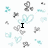 Pixelated icon with scattered light blue and gray shapes, featuring black text 'I' at top center and 'Mike' at bottom left on white background.