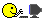 A 3x3 contact sheet of pixel art frames showing a yellow smiley face interacting with a computer monitor, arranged in three rows and seven columns across the image.
