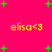 A static image with a bright pink background featuring green plus signs and yellow text reading "elisa<3" in four locations.