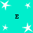 A static image with a cyan background featuring white star shapes and four black 'E' letters arranged in a pattern