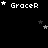Pixelated text 'Gracer' with varying star positions on a black background, showing animation frames where stars move around the text.