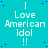 Cyan background with scattered dark blue dots, repeated white text "I Love American Idol !!" in four across the image