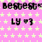Pixelated pink background with light yellow stars, repeated black text "bestest" and "LY ♡3" in three