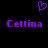 Purple pixelated heart symbol above two instances of the name 'Cettina' in purple text on a black background.