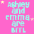 Pixelated text 'Ashley and emma are BFFL' repeated in a on pink background with small stars, some frames show star positions shifting