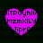 Four purple heart-shaped icons with pixelated text on a dark background, each displaying identical text and layout.