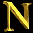 Golden 3D letter Ns arranged in a on black background with one gray square in bottom-right corner