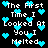 Pixelated text reads "The First Time I Looked At You I Melted" with cyan hearts scattered on a black background, animated by heart position changes.