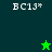 Pixelated green and dark blue background with white text 'BC13*' repeated across four quadrants, two stars in opposite corners.