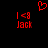 Red pixelated text and symbols on black background: two identical 'I <3 Jack' phrases flanking a heart symbol above.