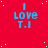 Red background with blue text reading "I LOVE T.I." repeated in a pattern, scattered white dots, and one gray square at bottom right