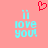Pixelated cyan text 'i love you!' appears twice on a pink background with a red heart above, one instance slightly blurred.
