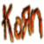 Animated contact sheet showing two frames of a Korn-themed buddy icon with stylized text and a cartoon mascot against an orange background.