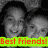 Black-and-white photo of two smiling people with a bright green banner reading 'Best Friends!' in red text across the center.
