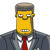 Pixelated character with yellow skin, gray hair, red tie, and dark suit jacket over white shirt.