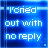Blue digital background with repeated white pixelated text reading "I cried out with no reply" in a layout