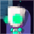 Pixelated icon shows a white rectangular shape with green square center, purple accents, and teal circular elements on a dark blue background.