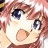 Anime-style character with pink hair and blue eyes, mouth open in surprise, against black background with white text.