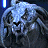 A 48x48 pixel buddy icon featuring a split design with a blue-toned character on the left and red text on the right, displayed as part of an animated contact sheet.