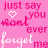 Pink background with repeated text phrases and heart symbols in varying fonts and colors.