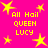 Bright pink background with yellow pixelated stars and repeated text "All Hail QUEEN LUCY" in four quadrants.
