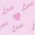 A 50x50 pixel animated buddy icon featuring a pink background with repeated 'Love' text and a central heart symbol, alongside a green 'Original Icons .com' logo on dark green.