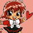 Pixelated anime-style character with red hair and heart gesture on peach background next to black panel with white text "Anime IM" and signature.