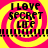 Four identical circular icons with pink and yellow spiral backgrounds display the text "I LOVE SECRET LIFE" in black pixelated font, separated by horizontal black-and-white striped bars.