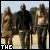 Animated sequence of three figures walking outdoors with text labels cycling through 'THE', 'DEVILS', and 'REJECTS' in white or red pixelated font.