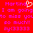 Red background with purple pixelated text reading "Martina," a white heart symbol, and repeated phrases "I am going to miss you so much!!" and "ily<33333".