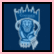 Animated icon featuring a blue translucent shield with crown and lion, transitioning to a golden crown within a circular wreath on dark background.