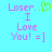 Pixelated text and a green heart symbol on a cyan background with two identical static frames.