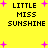 Yellow background with black text reading "LITTLE MISS SUNSHINE" and pink plus signs scattered throughout, arranged in two with slight variations in plus sign positions between