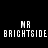 Pixelated white text on black background with 'MR' above 'BRIGHTSIDE' repeated twice horizontally.