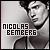 Static grayscale buddy icon featuring a pixelated portrait of a man with text overlay reading NICOLAS BEMBERG in blocky brown letters on the left side.
