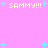 Pixelated pink background with cyan plus signs and repeated yellow text 'SAMMY!!!' in four locations.