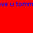 Red background with blue pixelated text repeating 've u tomm' in a horizontal line.
