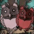 Two cartoon owls sit side-by-side on a branch; the left owl has gray feathers and white chest, the right owl has brown feathers and red chest.