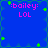 Blue background with green star-like shapes and pink text reading ':bailey: LOL' in four quadrants.