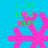 Pixelated pink snowflake with green text 'ELLIE LUWS WOLFY' on bright blue background, four identical instances arranged in a pattern