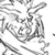 Static grayscale pixel art icon depicting a stylized character with flowing hair and dynamic pose against white background, rendered in low-resolution 256x256 pixels.