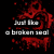 Red heart-shaped icon with dripping blood effect and white text fragments on black background.