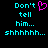 Pixelated cyan text on black background with a pink heart symbol replacing the 'o' in Don't, followed by static text below.
