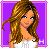 Pixel art contact sheet of an animated AIM buddy icon featuring a cartoon woman with long brown hair in various poses and close-ups, set against purple backgrounds with "Heaven Sent" text and small decorative elements.