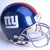 Pixelated blue football helmet with red stripe and white 'NY' logo on side, viewed from left angle against light background.