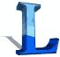 Three of three identical blue 3D letter Ls with light blue top sections and dark blue bottom sections, each with a gray downward-pointing arrow beneath