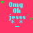 A static image with a bright pink background displays repeated text "Omg Ok jesss" in light blue, accompanied by two small white stars and a horizontal line below the text.