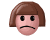 Pixelated cartoon face with brown bobbed hair showing sequential emotional expressions including neutral, crying, and laughing states.