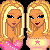 Animated contact sheet of a pixel art buddy icon featuring two blonde women in pink outfits with repeated "Best Friends" text across multiple frames.